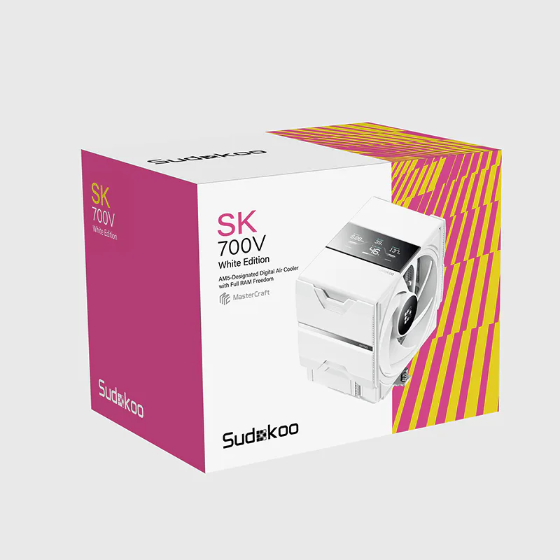 SK700V WHITE AM5 Digital Air Cooler | LCD Display Cooling