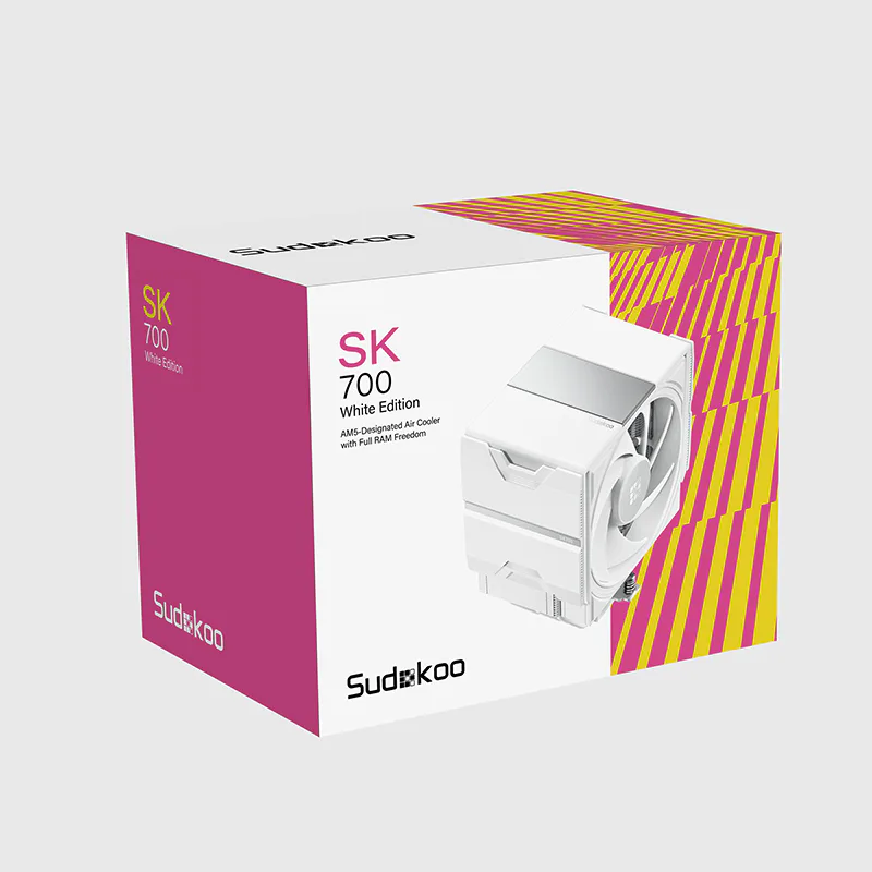 SK700 WHITE AM5 Air Cooler | Compact RAM-Friendly Design