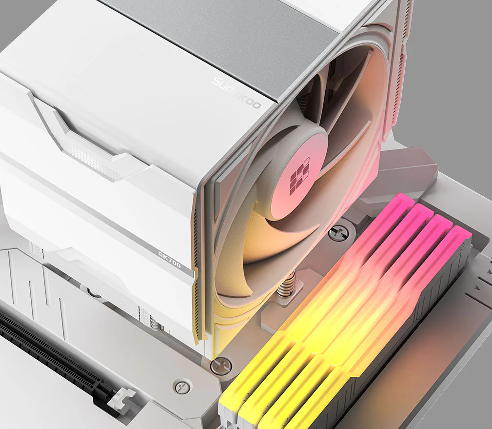 SK700 WHITE AM5 Air Cooler | Compact RAM-Friendly Design | Sudokoo