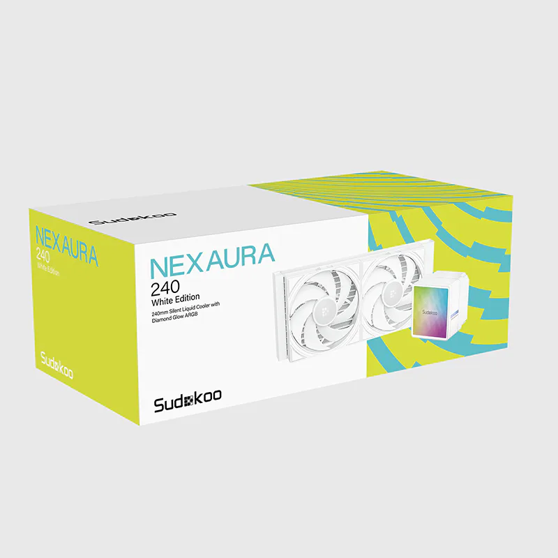 NEXAURA 240 WHITE Liquid Cooler with Diamond Glow | Sudokoo